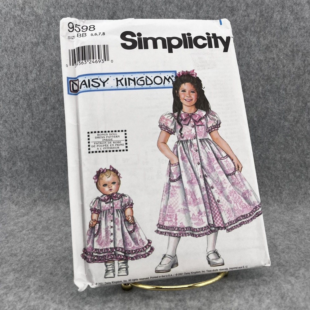 Uncut Daisy Kingdom‎ 9598 Girls Dress Doll Clothes Pattern Size 5-8 Simplicity